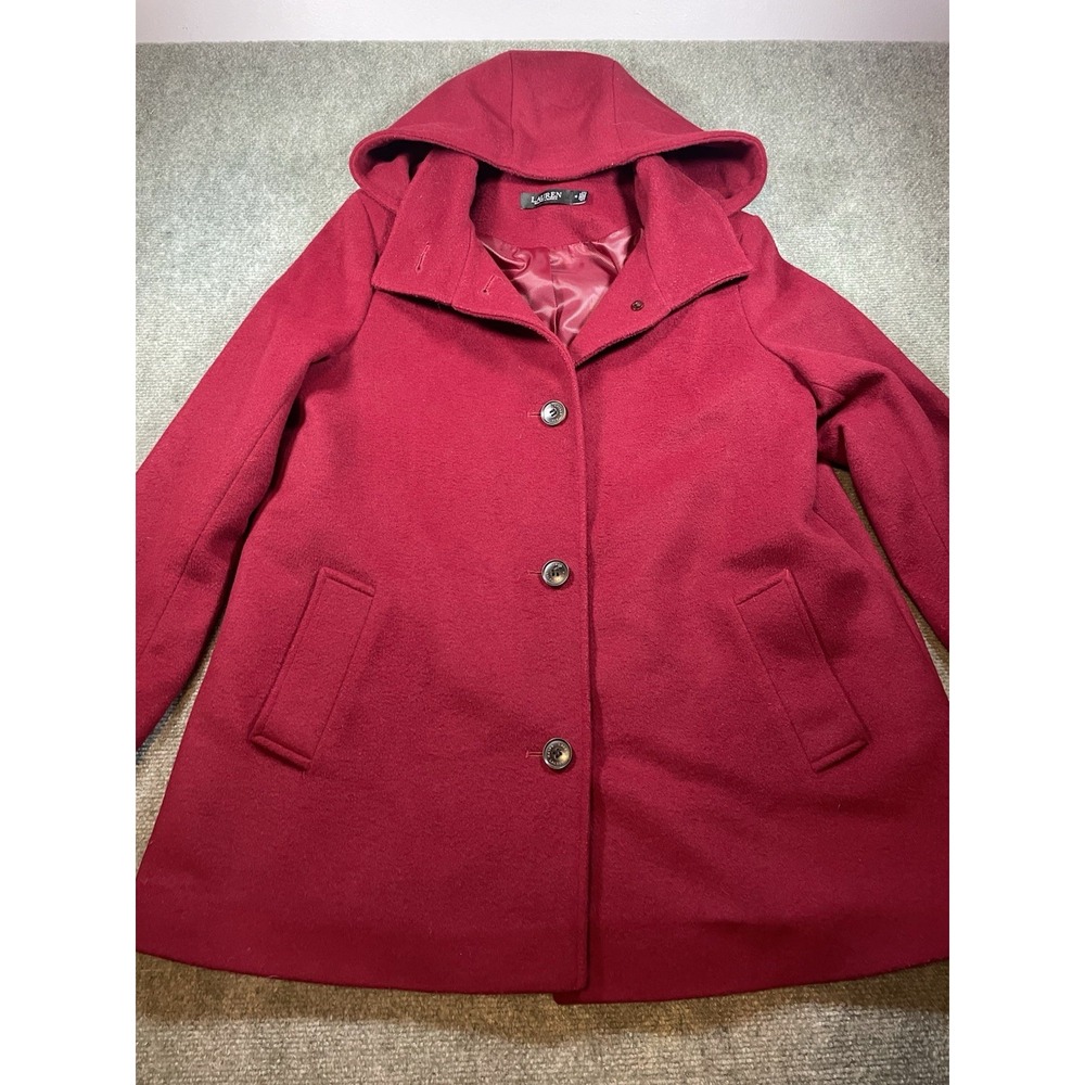 red Lauren Ralph Lauren hooded wool-blend coat 14
